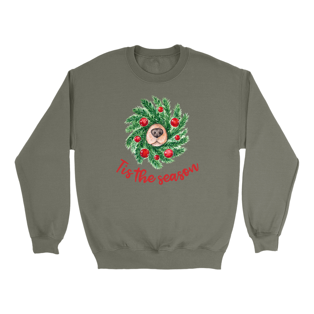 Tis the season - Golden wreath Dog Mom Sweatshirt
