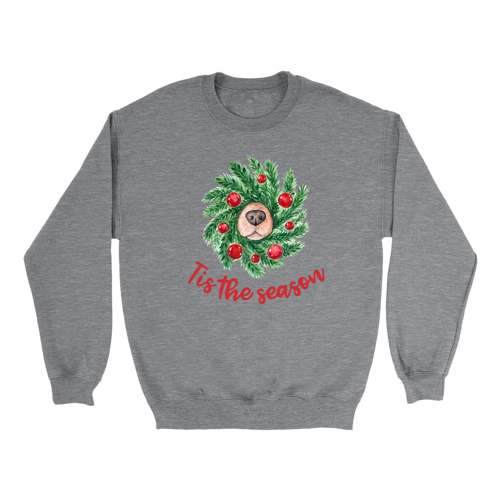 Tis the season - Golden wreath Dog Mom Sweatshirt