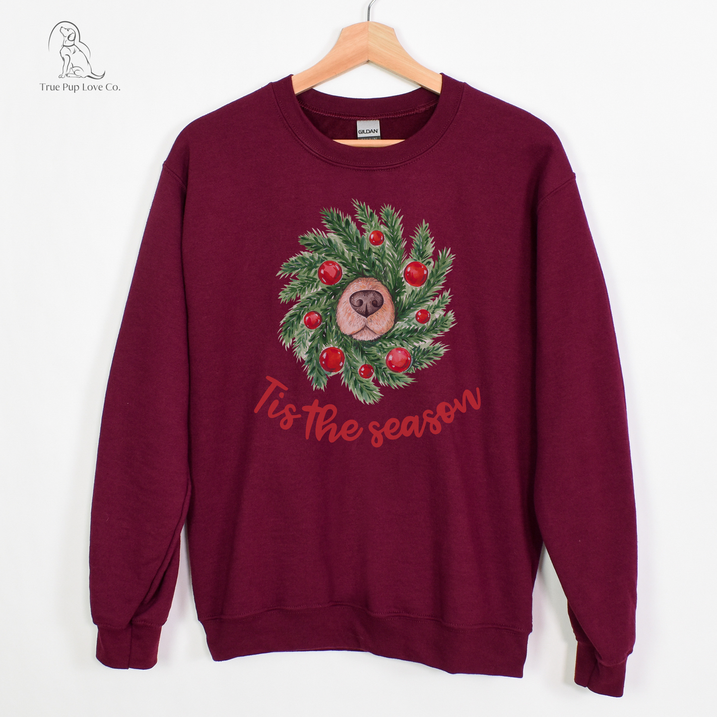 Tis the season - Golden wreath Dog Mom Sweatshirt