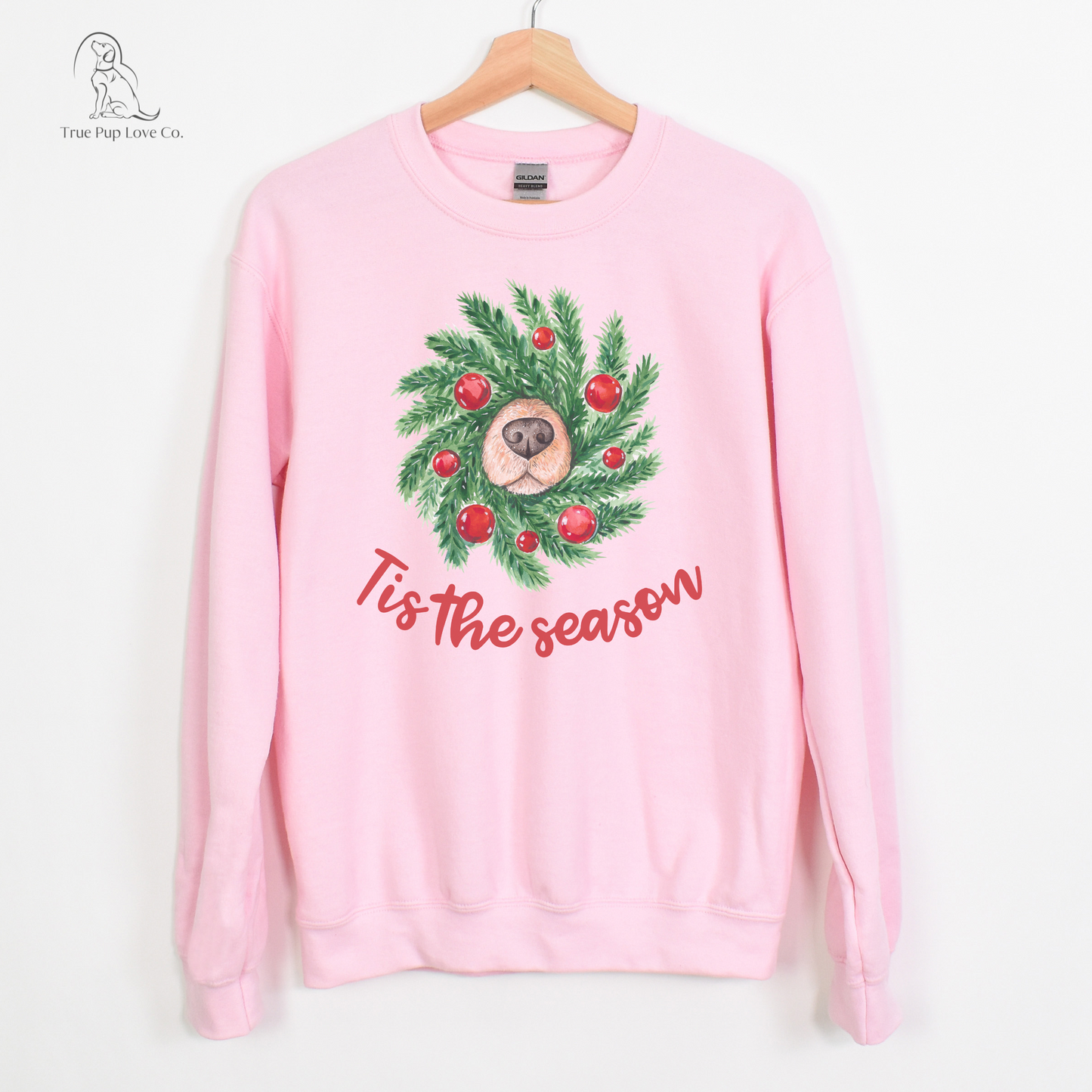 Tis the season - Golden wreath Dog Mom Sweatshirt