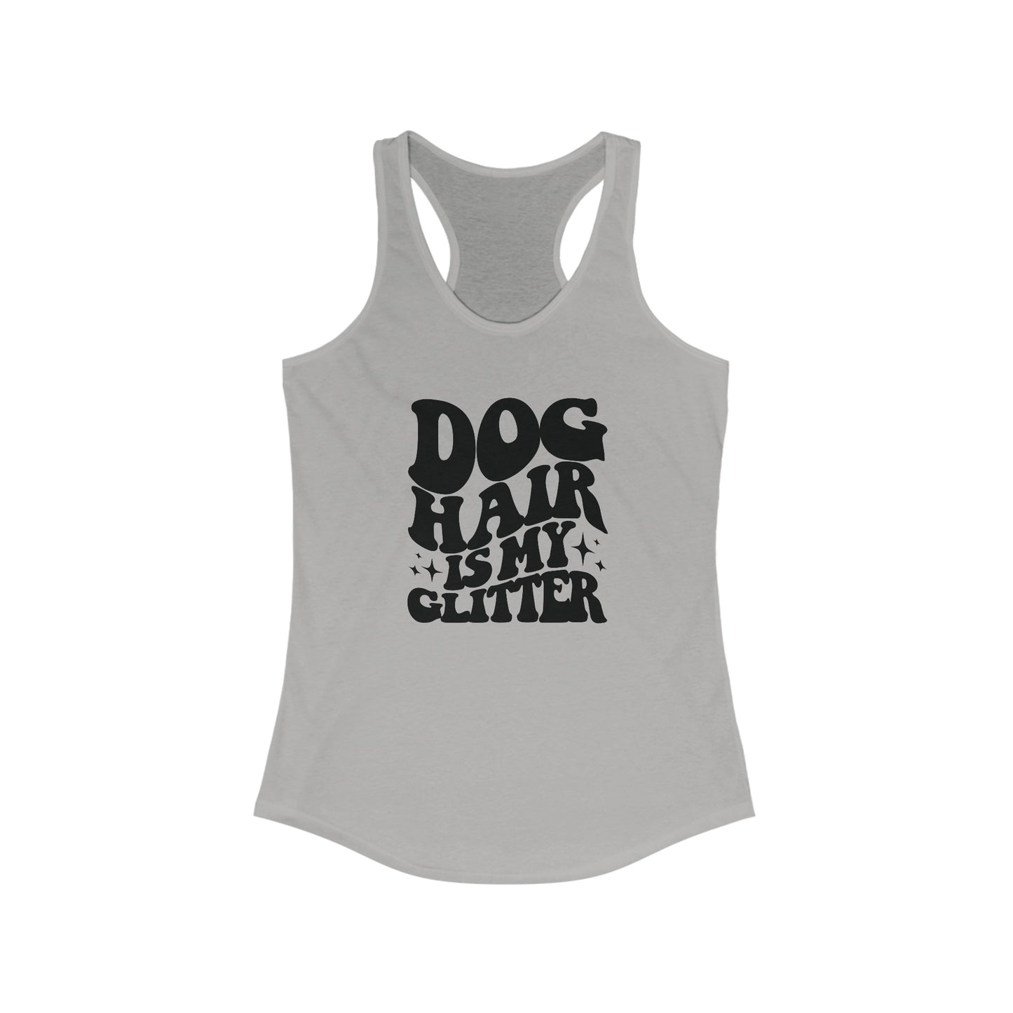 Dog hair in my glitter Women's Racerback Tank