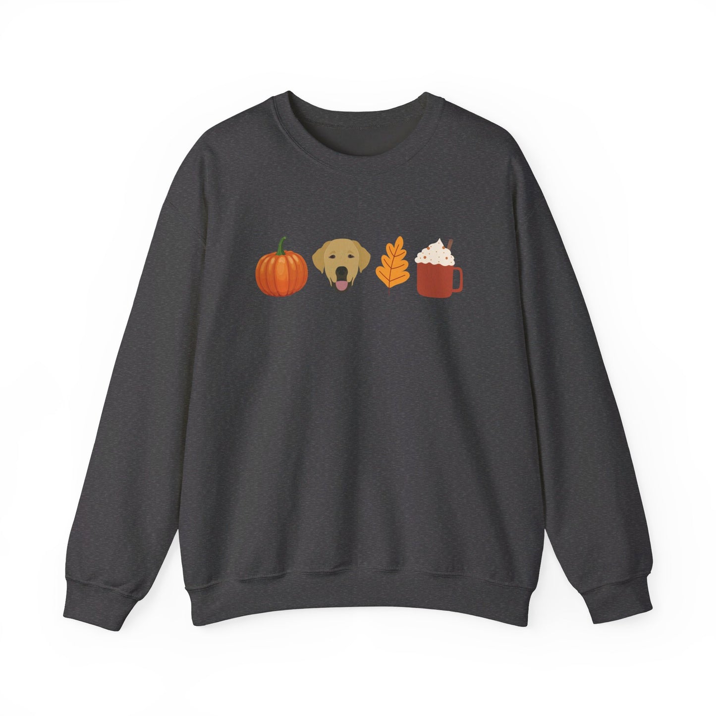 Fall pumpkin, lab, leaf & latte illustration Sweatshirt