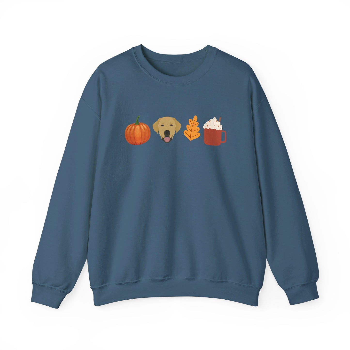 Fall pumpkin, lab, leaf & latte illustration Sweatshirt