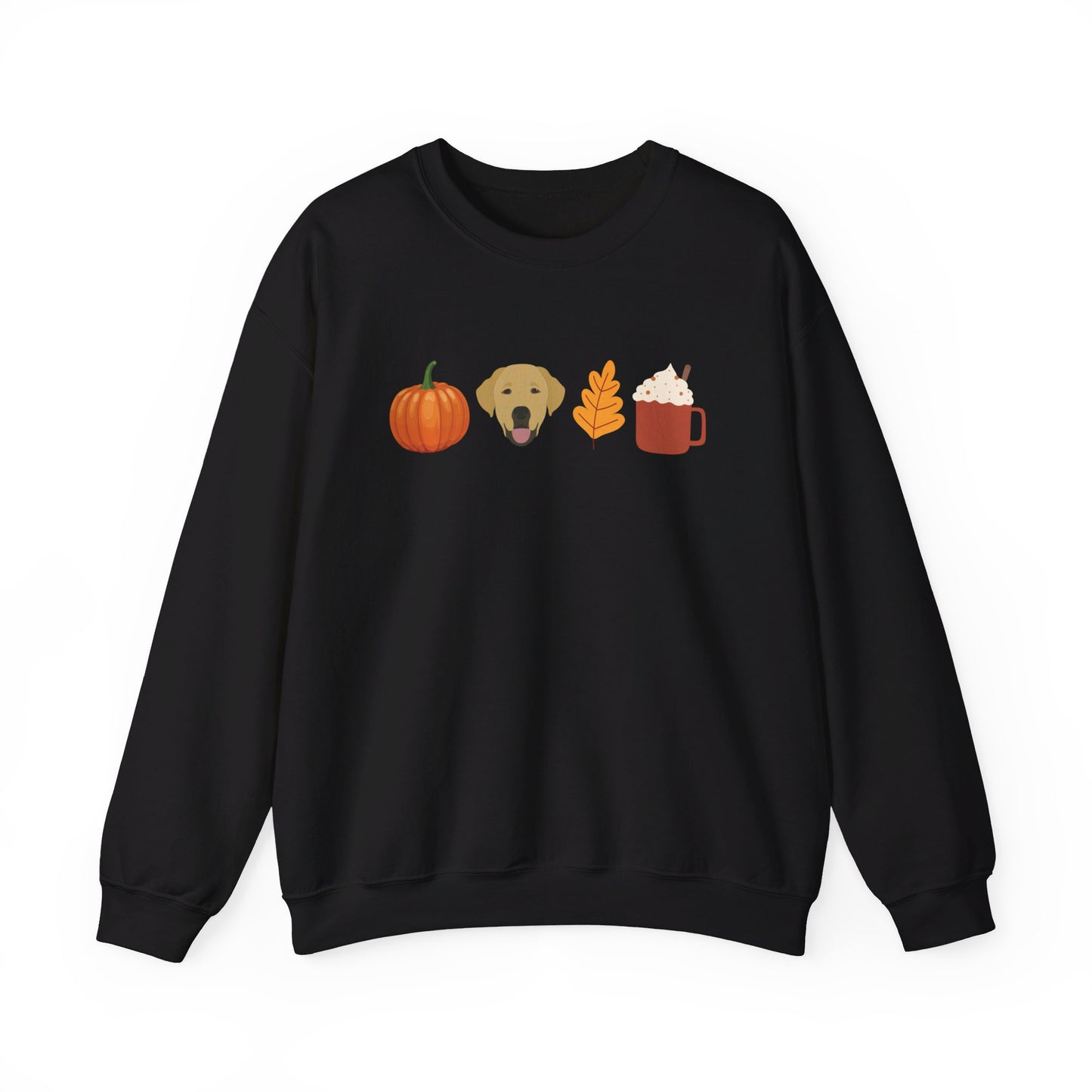 Fall pumpkin, lab, leaf & latte illustration Sweatshirt