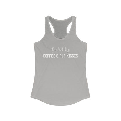 Fueled by Coffee & pup kisses Women's Racerback Tank