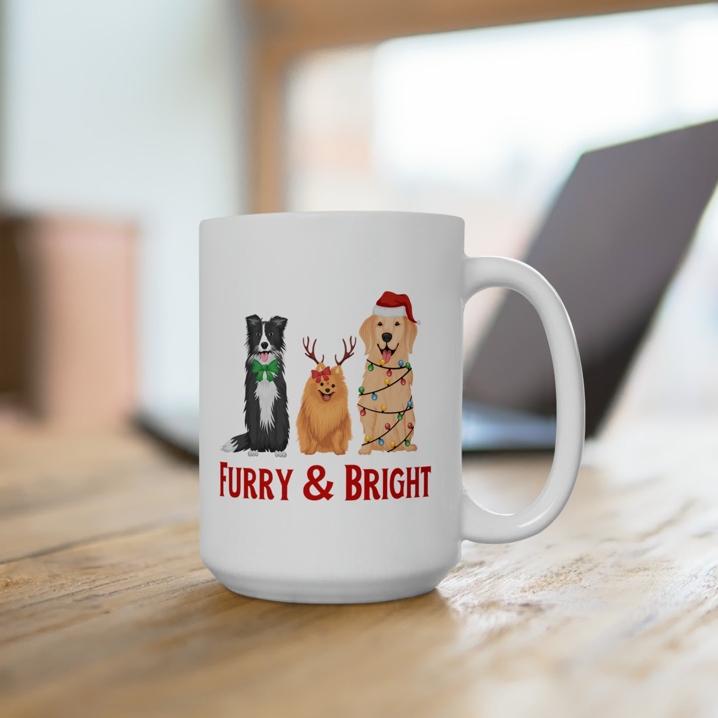 Furry & Bright Christmas Dog Coffee Mug