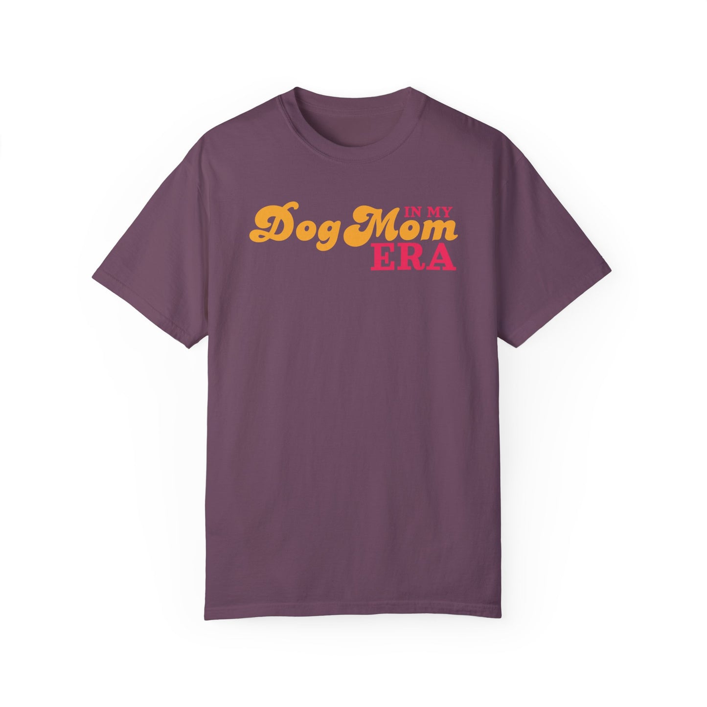 In my Dog Mom Era t-shirt in yellow