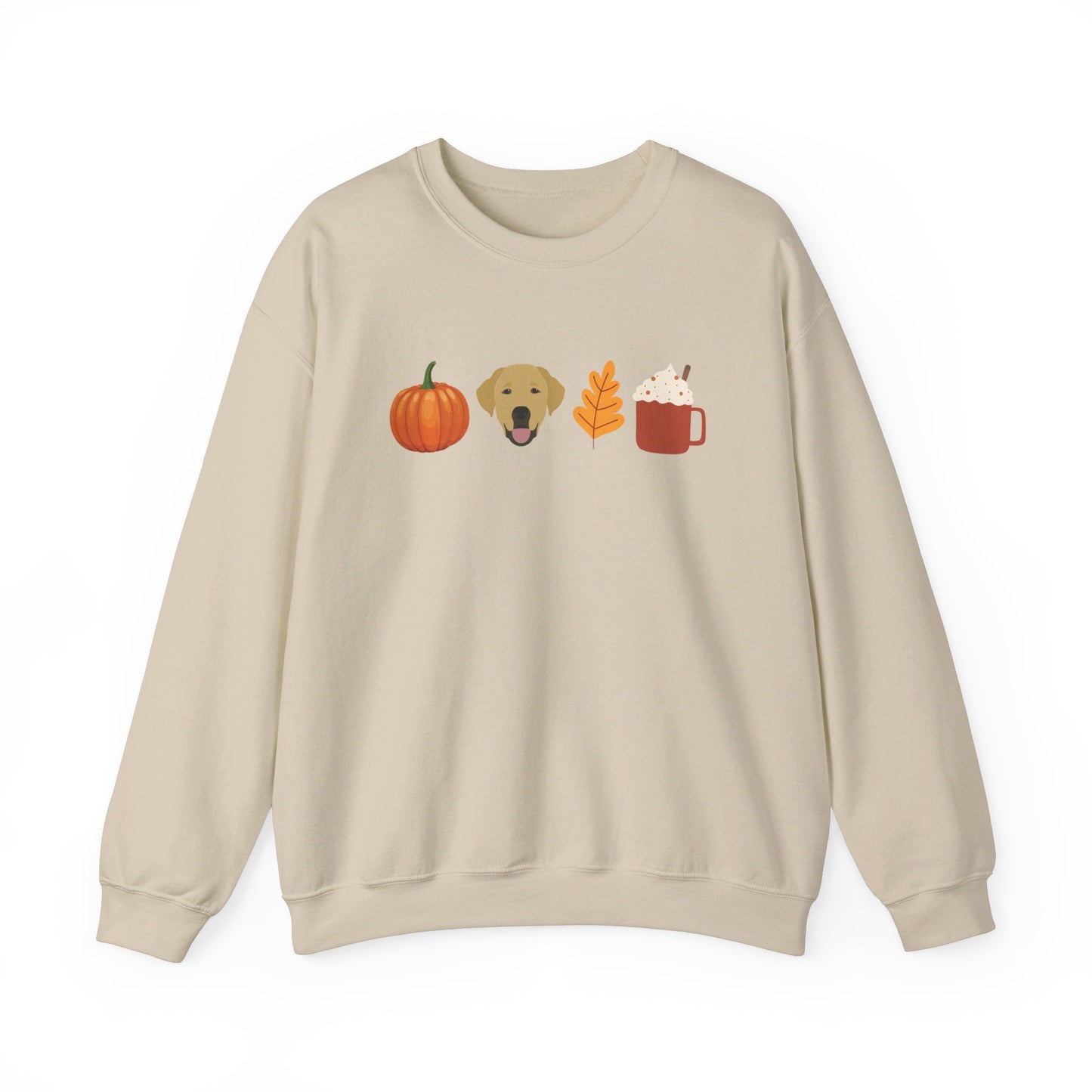 Fall pumpkin, lab, leaf & latte illustration Sweatshirt