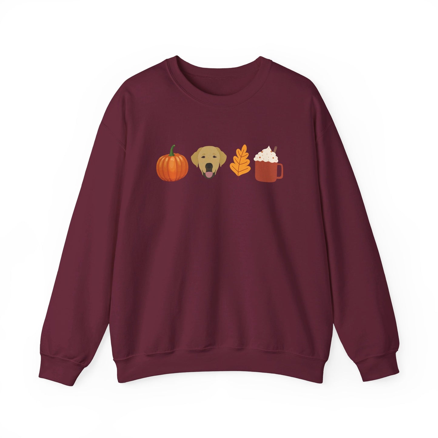 Fall pumpkin, lab, leaf & latte illustration Sweatshirt