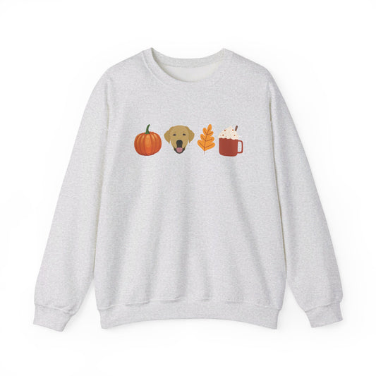 Fall pumpkin, lab, leaf & latte illustration Sweatshirt