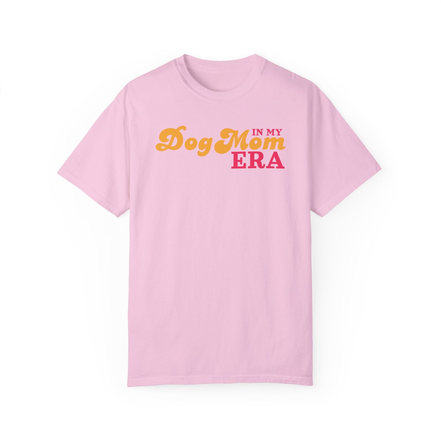 In my Dog Mom Era t-shirt in yellow