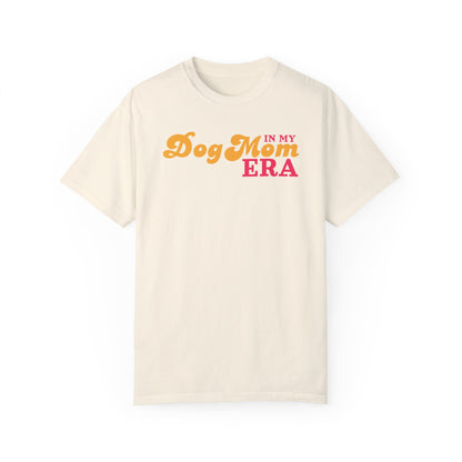 In my Dog Mom Era t-shirt in yellow