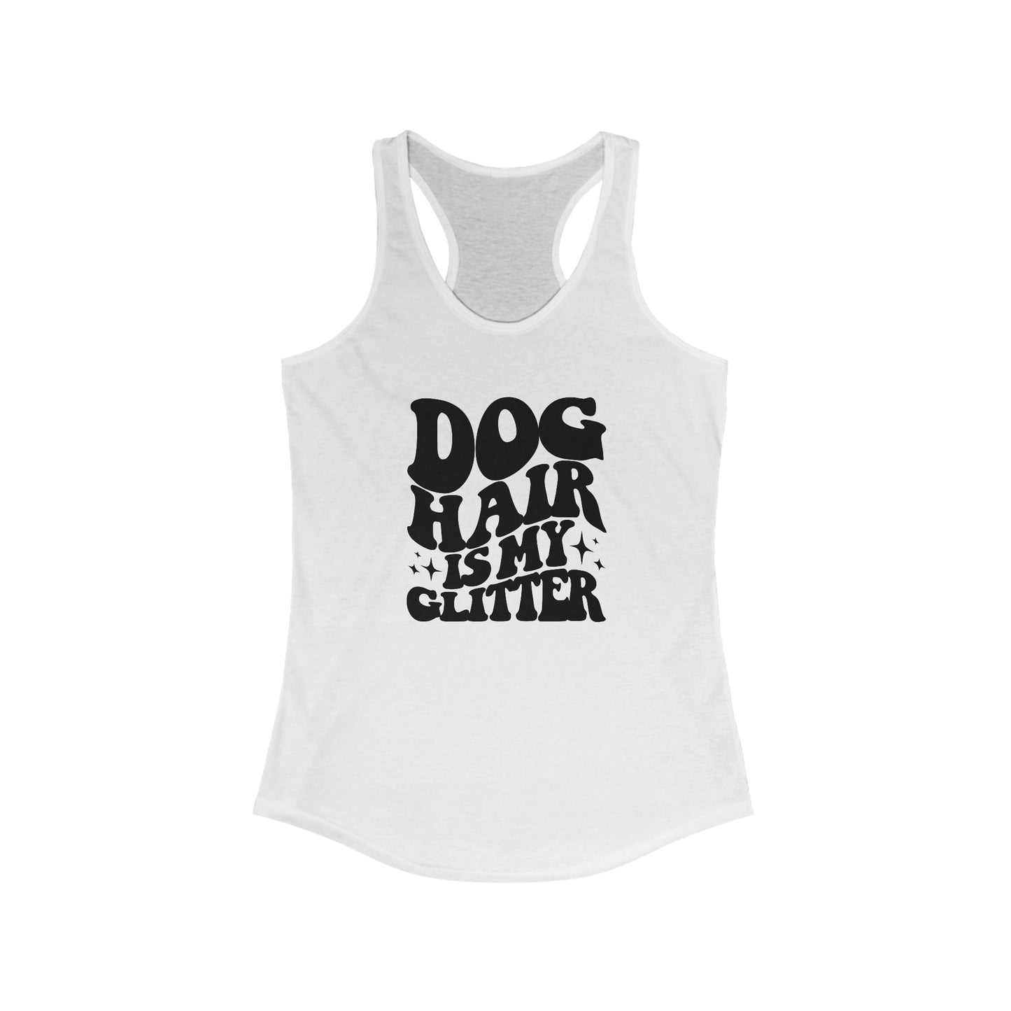 Dog hair in my glitter Women's Racerback Tank