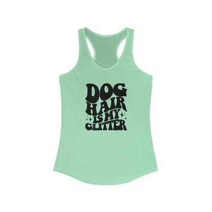 Dog hair in my glitter Women's Racerback Tank