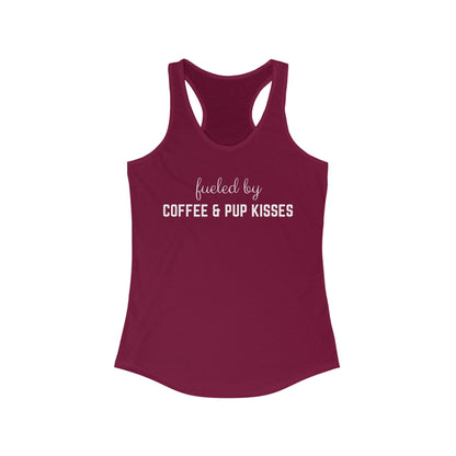 Fueled by Coffee & pup kisses Women's Racerback Tank