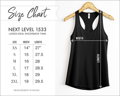 the size chart for a women's tank top