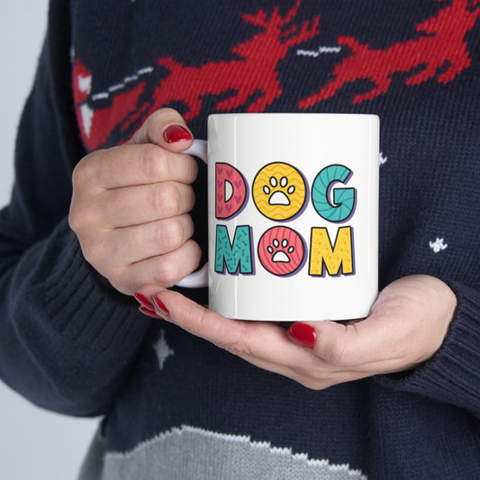 Colorful Dog Mom mug, 11oz