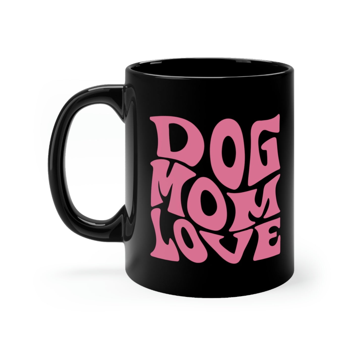 Dog Mom Love Black coffee mug, 11oz