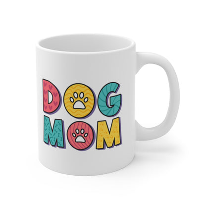 Colorful Dog Mom mug, 11oz