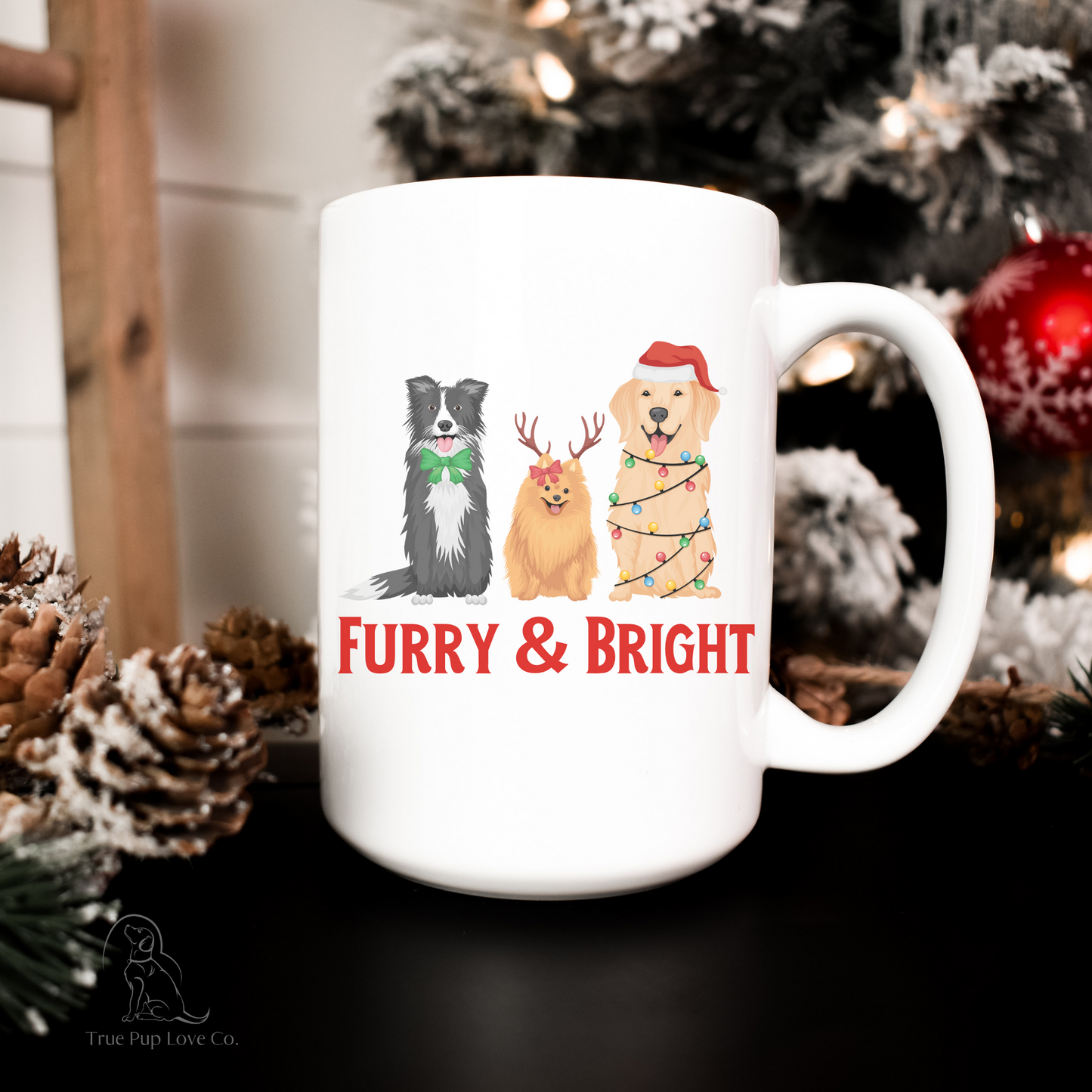 Furry & Bright Christmas Dog Coffee Mug