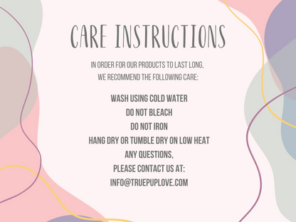 a pink and purple background with the words care instructions