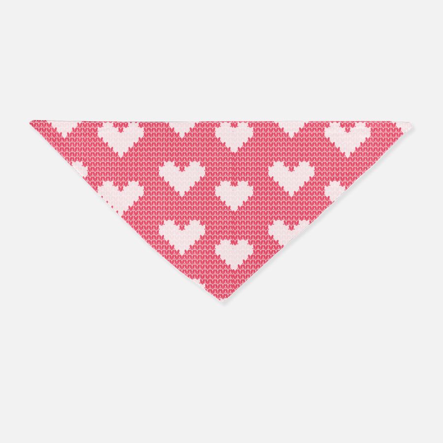 Knitted Heart Pattern Dog Bandana