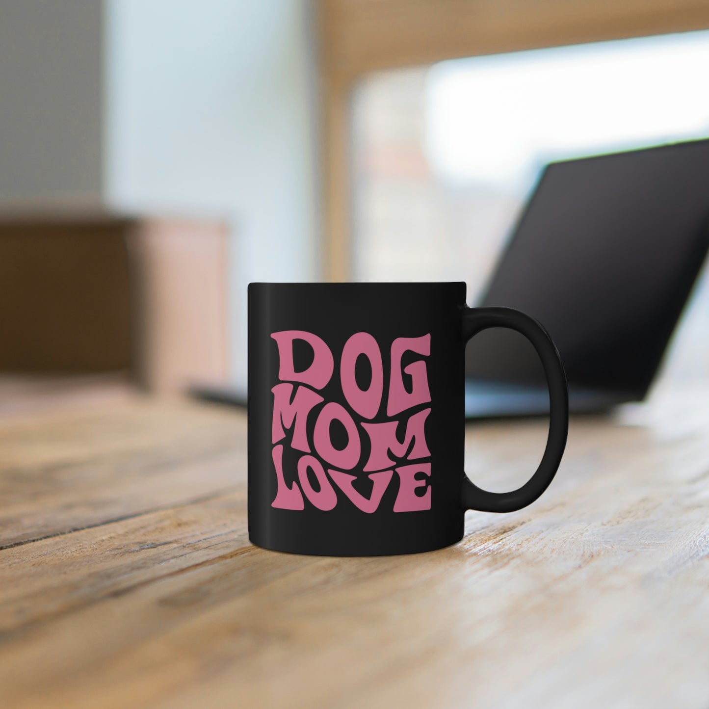 Dog Mom Love Black coffee mug, 11oz