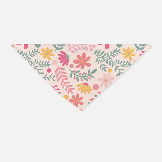 Flowers & twigs pattern Pink Dog Bandana