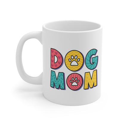 Colorful Dog Mom mug, 11oz